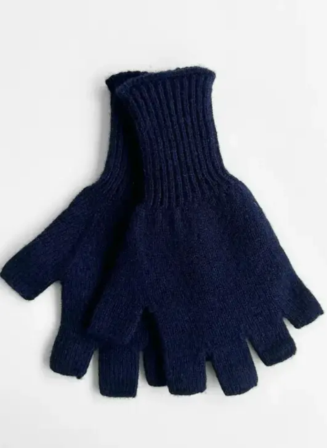 Strikkede halve fingerhandsker  / Navy / VARMA