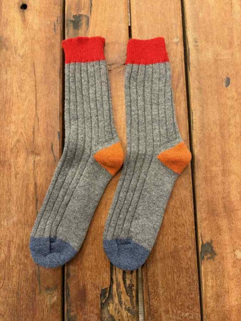 Flerefarvede Merinostrømper/ Grå