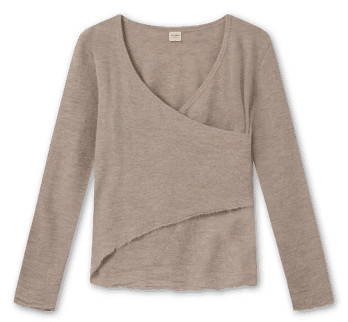 Asymmetrisk Merinould Bluse / Sand Melange / ByBasics