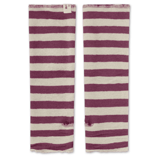 Pulsvarmer  i 100% merinould fra by basics / Stribet Raw White-Camelia Melange