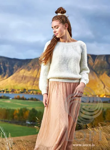 39-2 Saga án fléttu Strikkeopskrift sweater i Álafoss lopi og Léttlopi PDF