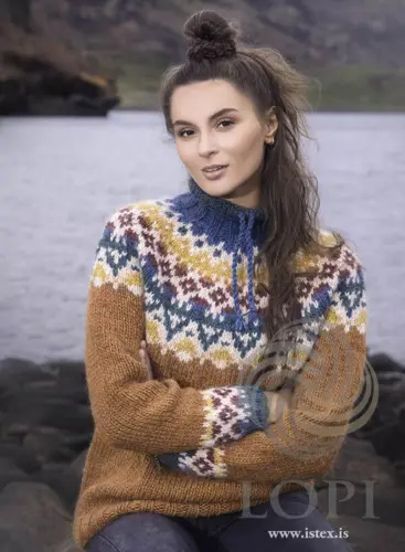 41-6 Vestur Strikkeopskrift sweater i Álafoss lopi PDF