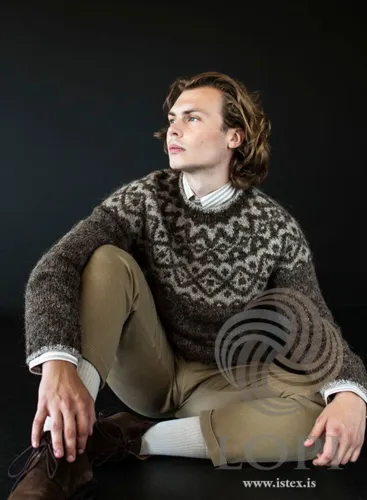 42-15 Ugla Strikkeopskrift sweater i Plötulopi (pladegarn) og Einband PDF