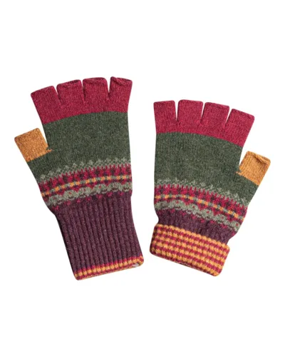 Éribe Alloa Fingerless Gloves – Tyrian-Thistle | Halvhandsker i 100 % merinould