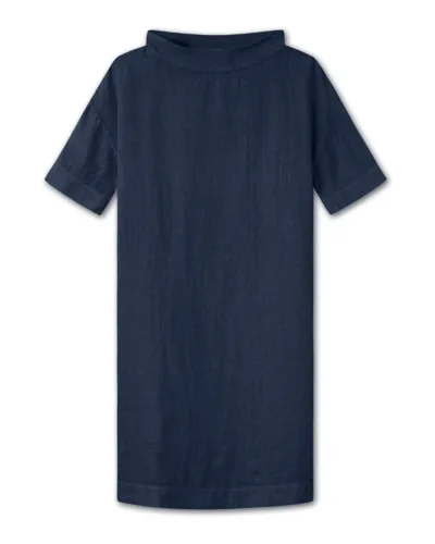 Hørkjole med krave Midnight Blue – By Basics