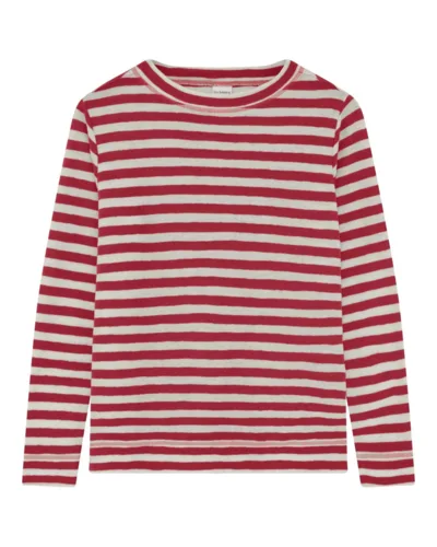 Lille rullekrave merinould bluse Stribet Raw white-coral – By Basics