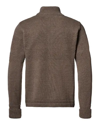 Saltum cardigan med metallynlås Khaki Melange – Clipper, bagside