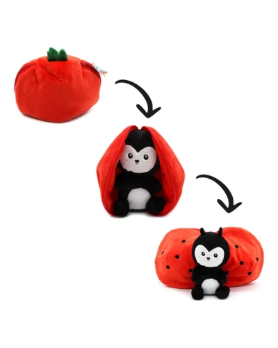 Vendbar bamse mariehøne og tomat – 18 cm
