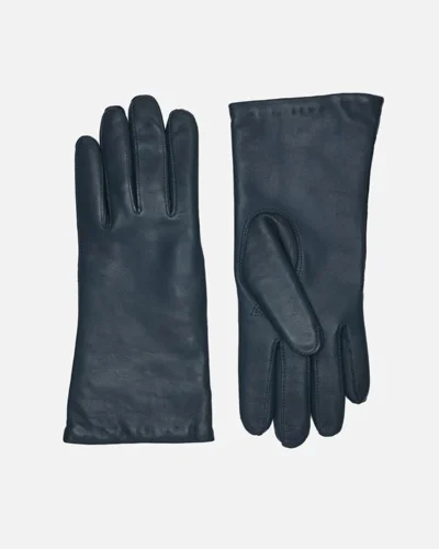 Rhanders damehandsker i lammeskind med uldfor i denim