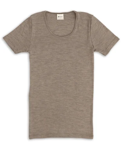 Engel Natur dame t-shirt i uld & silke, valnød