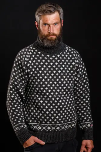 Islænder sweater / Rullekrave / Koksgrå / Norwool