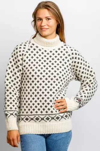 Islænder sweater - klassisk med rullekrave - Råhvid