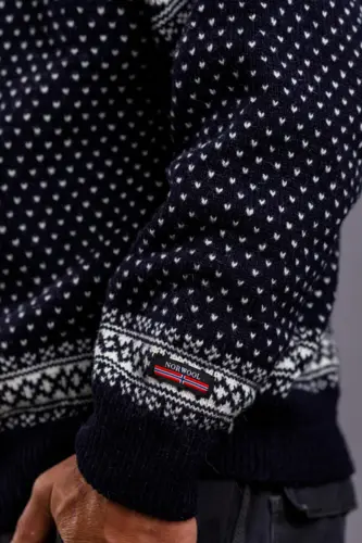 Norsk sweater / Lille lynlås, Telemark / Mørkeblå / Norwool