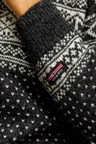 Norsk uldsweater /  Lille lynlås / Koksgrå