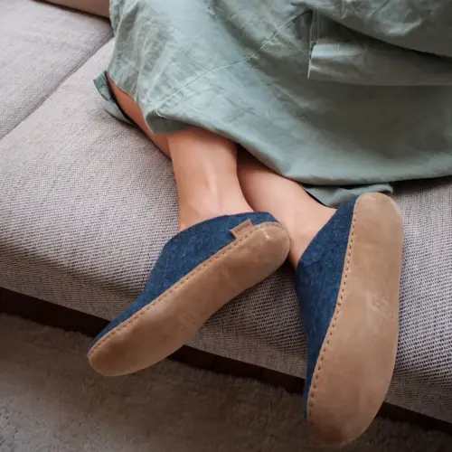 Tøffel med skindsål / Denim / Glerups