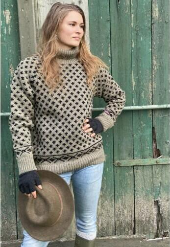 Islænder sweater -klassisk med rullekrave - Olivengrøn