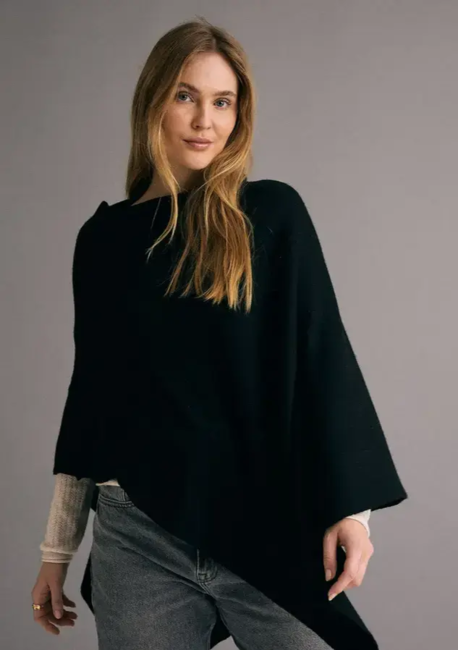 Poncho / Kashmir uld mix / Sort