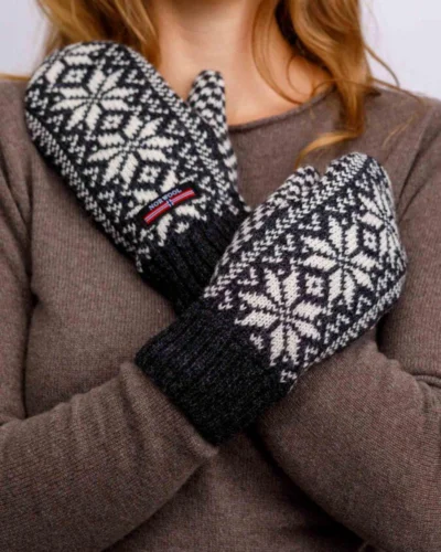 Originale norske  uldvanter / koksgrå med fleece indvendig / medium