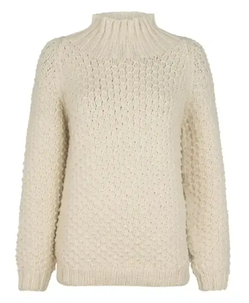 Butterfly sweater high neck /White /  Fuza Wool