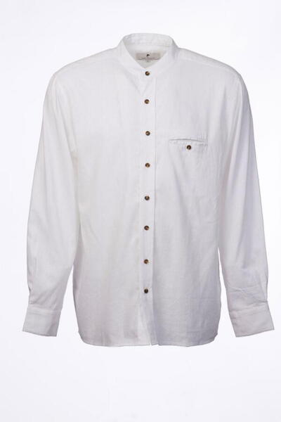 Vintage Cotton Grandfather Shirt - Navy Blue Stripe on Ivory 