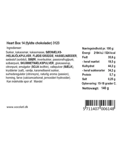 Heart box – varedeklaration (bagside)