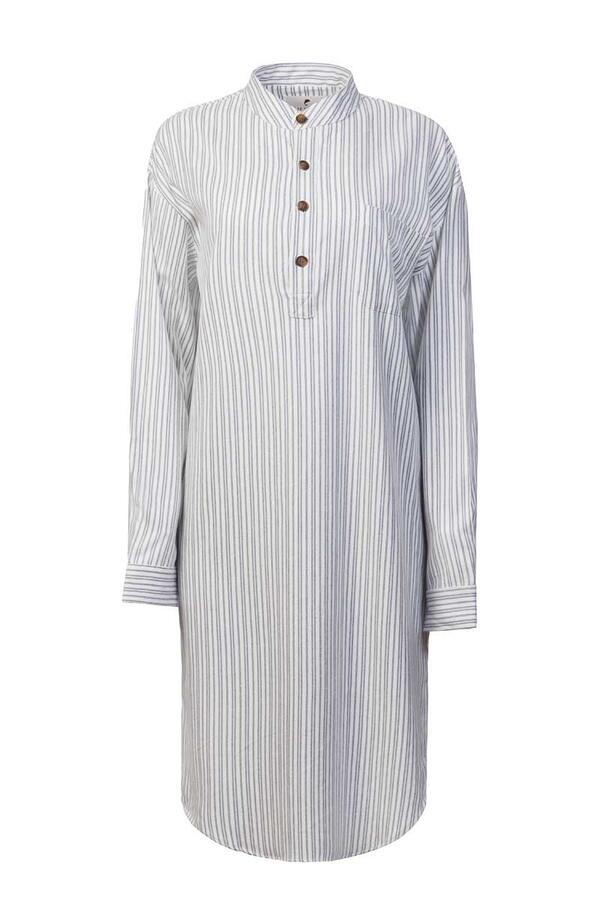 Vintage Women's Flannel Nightshirt - Blue/ Ivory Stripe