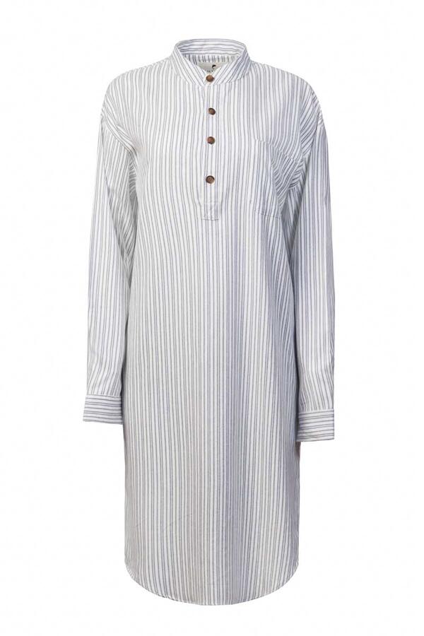 Vintage Flannel Nightshirt - Blue/ Ivory Stripe / Made in Ireland