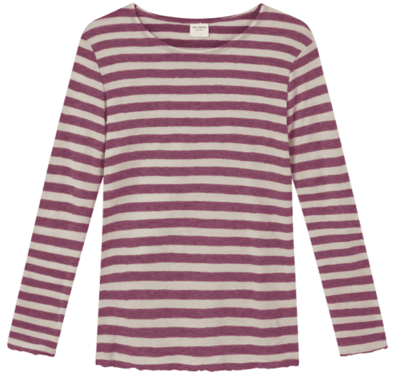 Merinould Trøje / Stribet Raw white- pink / By Basic