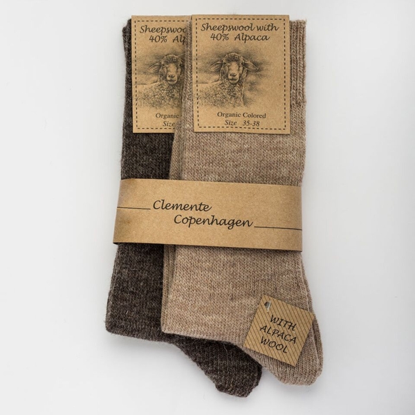 2 PAR/  Alpaca sokker / Beige/ Brun