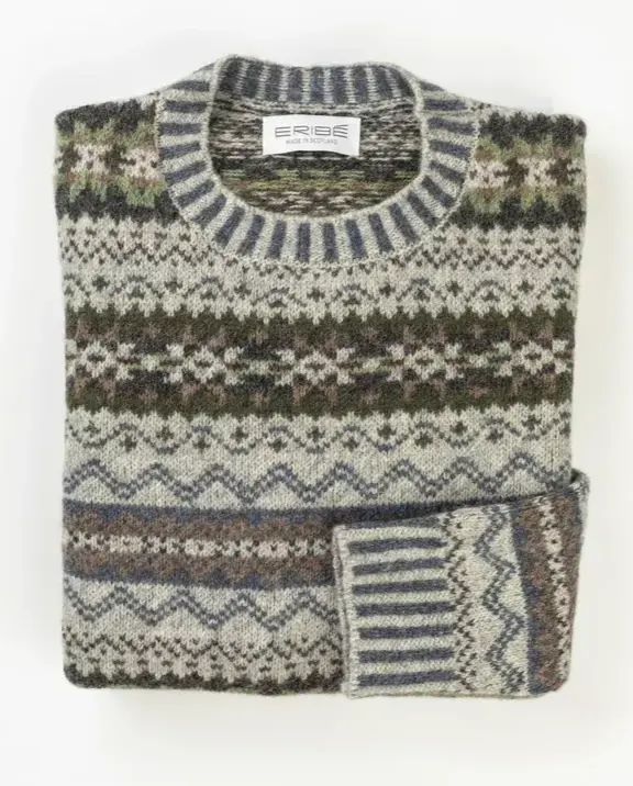 100% Shetlandsuld/ Unisex/ Brodie Sweater/ Ash/ Eribe