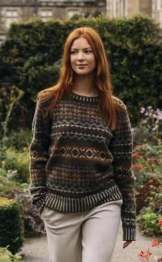 100% Shetlandsuld/ Unisex/ Brodie Sweater/ Woodland/ Eribe