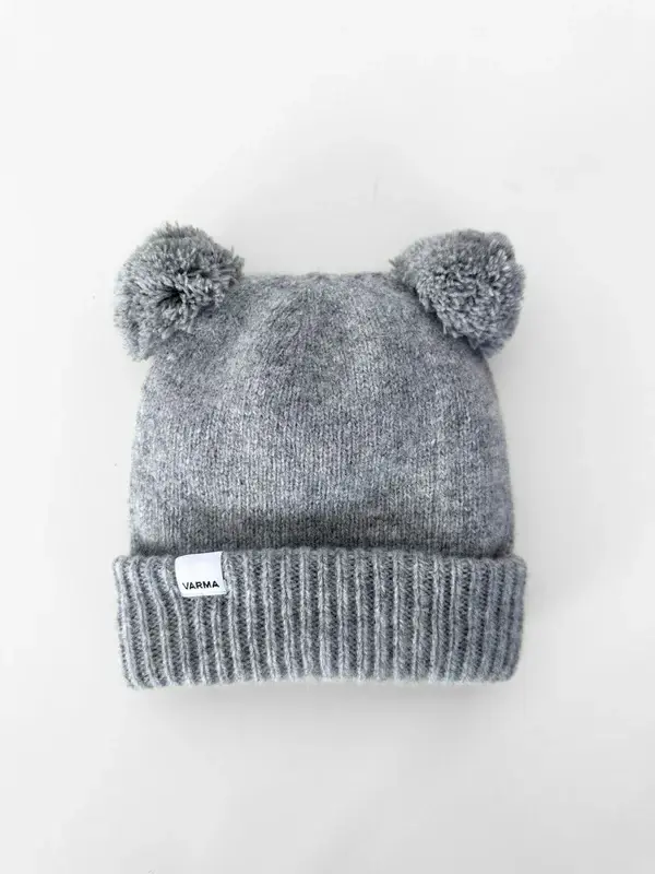 Børnehue med 2 kvaster / Lysegrå / 1-2 år