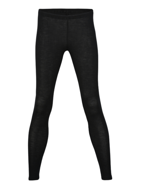 Dame leggings uld/silke, Engel Natur / sort