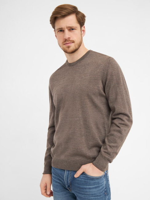 Pullover O Neck /100% Fine Merino Uld / Beige / Clipper