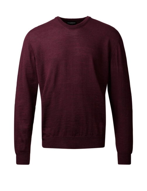 Pullover O Neck /100% Fine Merino Uld / Burgendy / Clipper