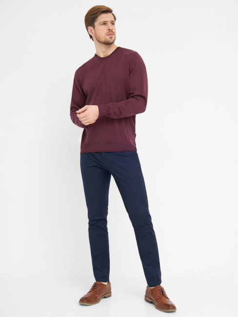 Pullover O Neck /100% Fine Merino Uld / Burgendy / Clipper