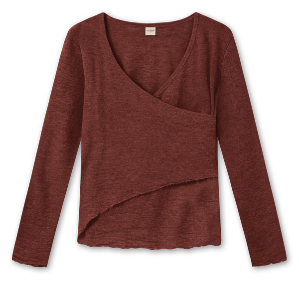 Asymmetrisk Merinould Bluse / Rosewood / ByBasics