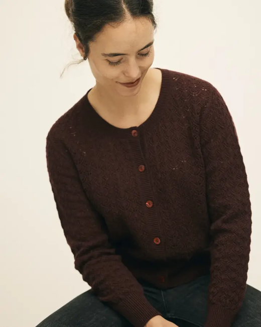Eva Cardigan – 100% Supersoft Merino  - Burgundy
