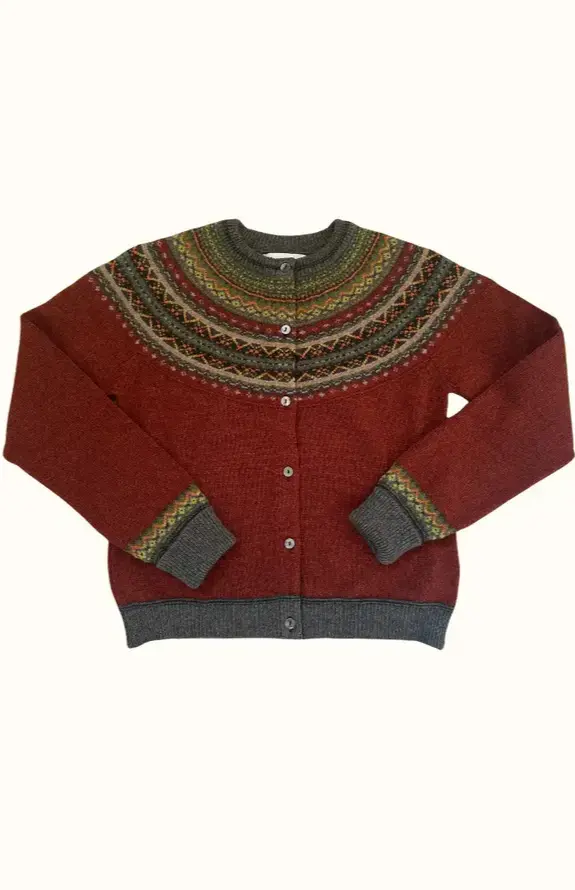 Alpine Cardigan Éribe – Copperleaf  | Fair Isle cardigan i 100% merinould