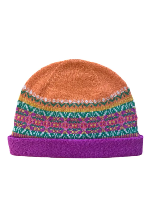 Éribe Alloa Beanie – Tulip | Fair Isle hue i 100 % merinould