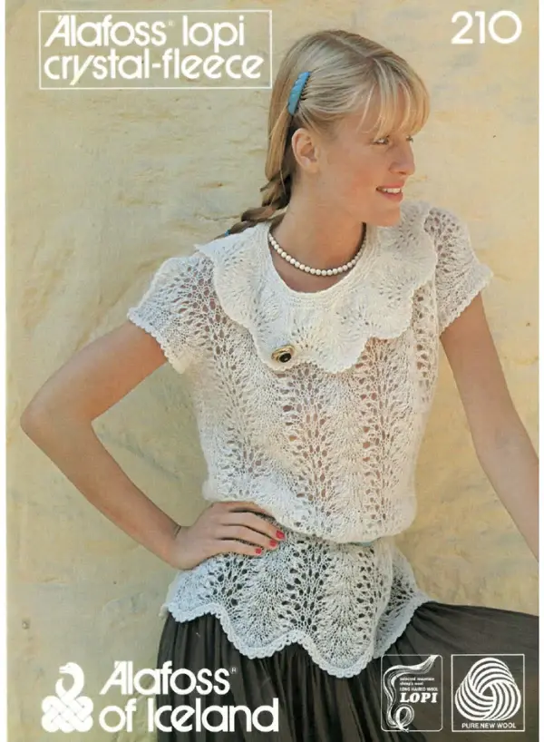 Den lette bluse-  210 – gratis vintageopskrift-islandsk- engelsk -Norsk