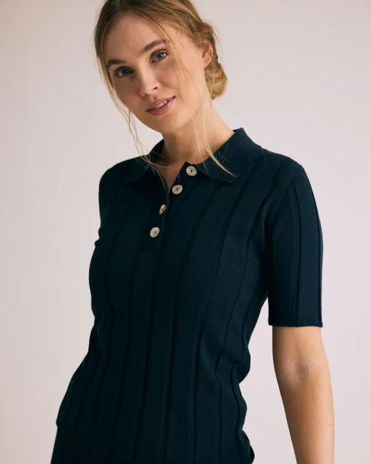 Gorridsen Victoria bluse i 100% Økologisk bomuld / Night blue