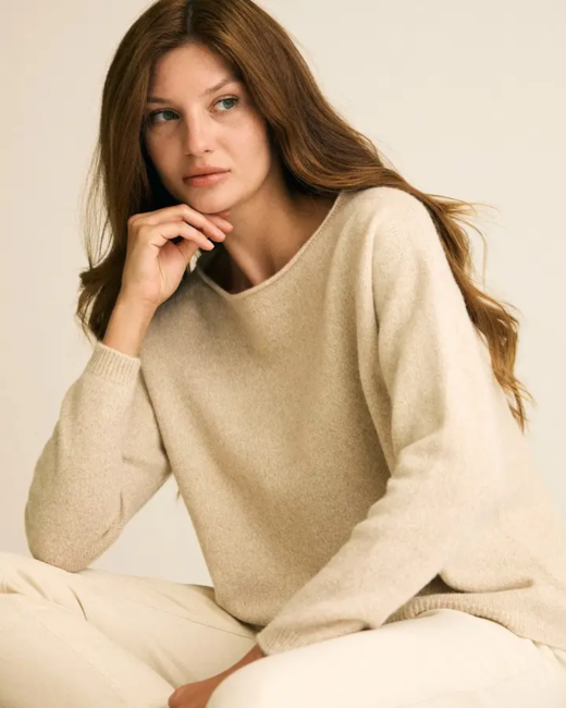 Leda strik i 100% Green Future Wool - Gorridsen Design – Beige Mouline