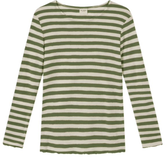 Merinould Trøje / Stribet Raw white- grasshopper melange / By Basic