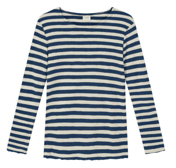 Merinould Trøje / Stribet Raw white- denim /  By Basic