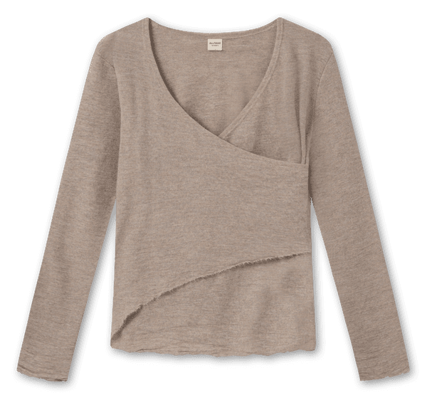Asymmetrisk Merinould Bluse / Sand Melange / ByBasics