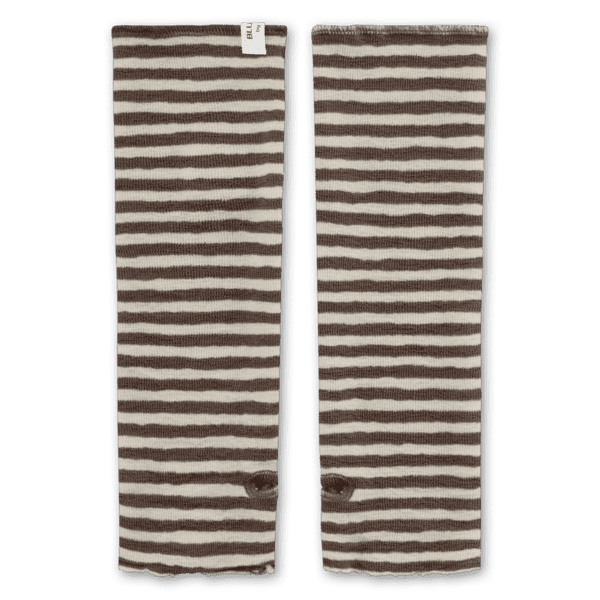 Pulsvarmer  i 100% merinould fra by basics / Stribet Raw White-earth melange