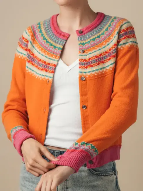 Alpine Cardigan Éribe – Dazzle | Fair Isle cardigan i 100% merinould
