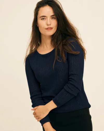 Pamina Bluse/ 100% Extrafine merino/ Navy / Gorridsen Design