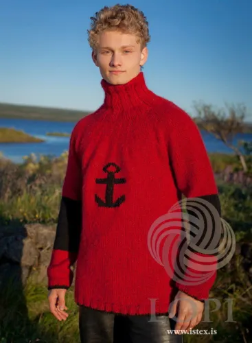 31-8 Frikki Strikkeopskrift sweater i Álafoss lopi og Hosuband PDF